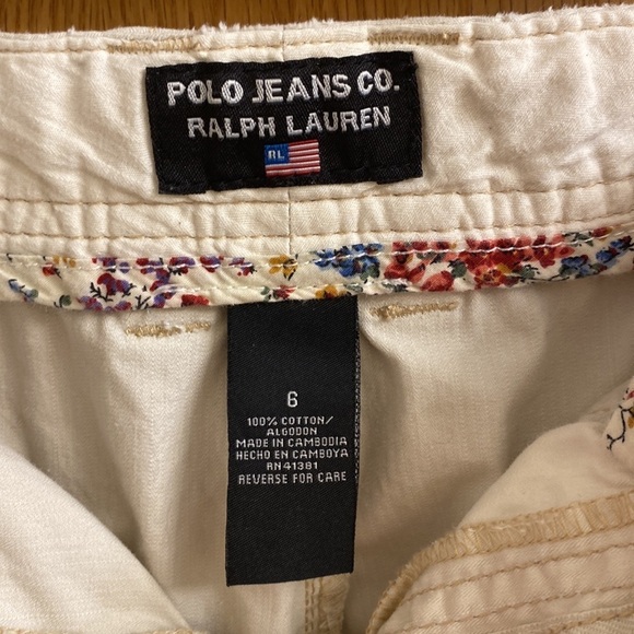 Ralph Lauren Polo Jeans Co. Size 6 Beige Drawstring Waist Roll Tab Cargo Shorts - Picture 7 of 7